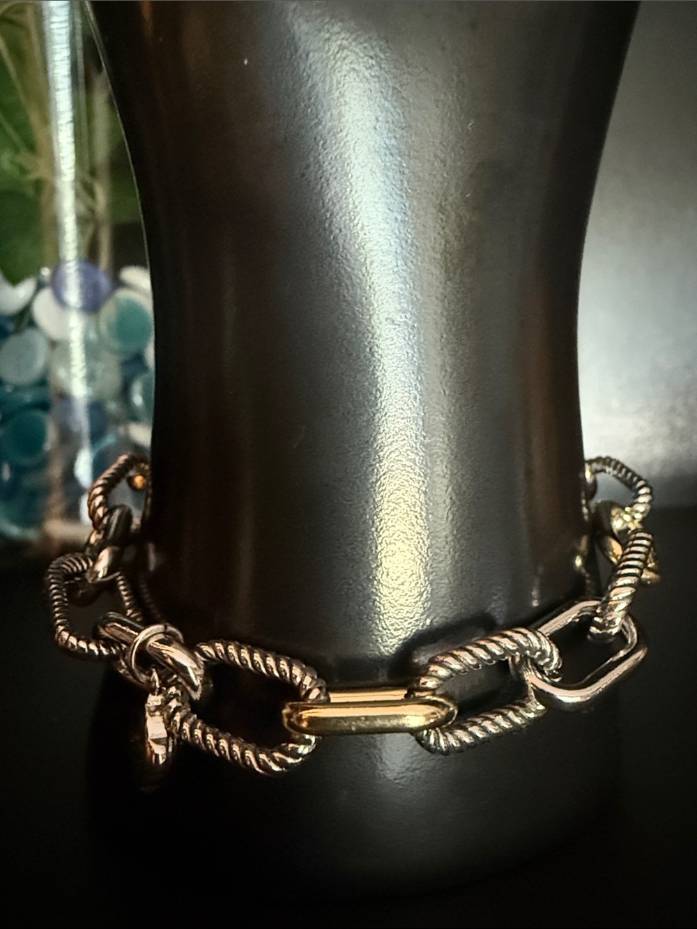 Chunky Rope-Link Bracelet with Gold Accent